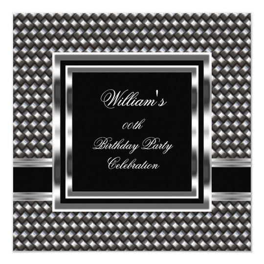 Mans Elegant Black Silver Birthday Party Mens Card