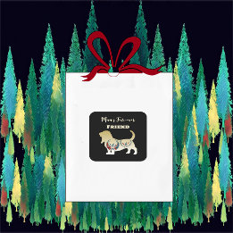 Mans Forever Friend Gold Dog Folk Art Decorative Square Sticker