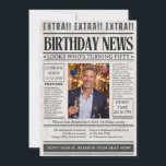 Man's Funny Newspaper Photo 50th Birthday  Invitation<br><div class="desc">This 50th birthday party invitation is designed like a classic newspaper for a unique and playful look. It includes eye-catching headlines such as “Birthday News” and “Look Who’s Turning Fifty”, plus a photo area that can be replaced with your own image. The layout includes clear sections for party details and...</div>