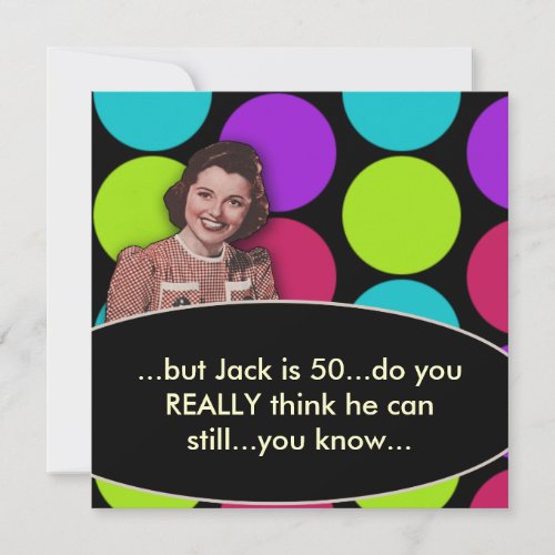 Mans Funny Retro 50th Birthday Party Invitation