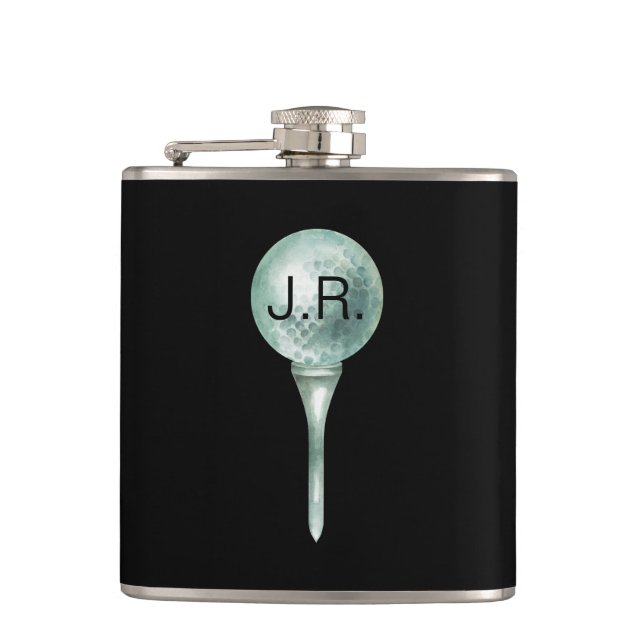 Man's Golf Monogram Vinyl Wrapped Flask (Front)
