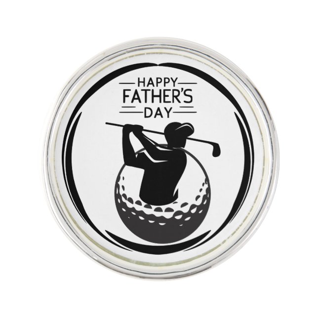 Man's Golf swing ball:Happy Father's Day Lapel Pin (Front)