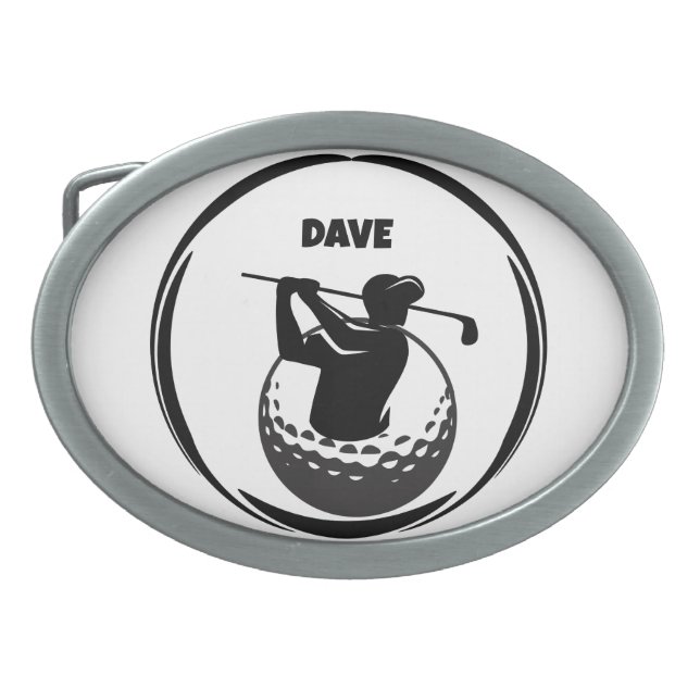 Man's Golf swing & Golf ball Belt Buckle (Front)