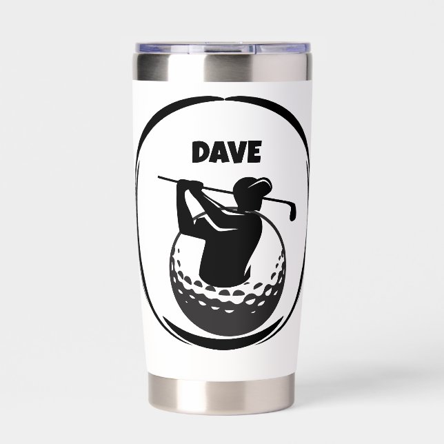 Man's Golf swing & Golf ball Insulated Tumbler (Front)