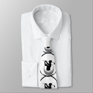 Man's Golf swing & Golf ball Neck Tie