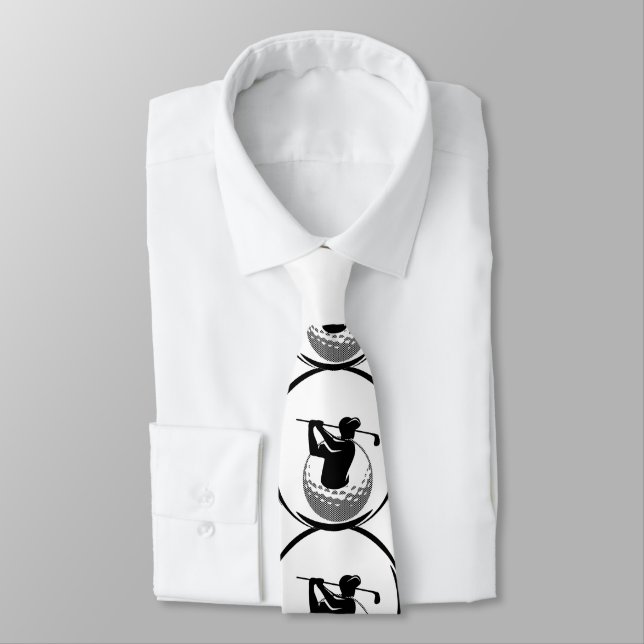 Man's Golf swing & Golf ball Neck Tie (Tied)