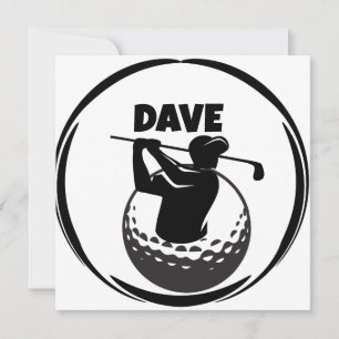 Man's Golf swing & Golf ball Note Card