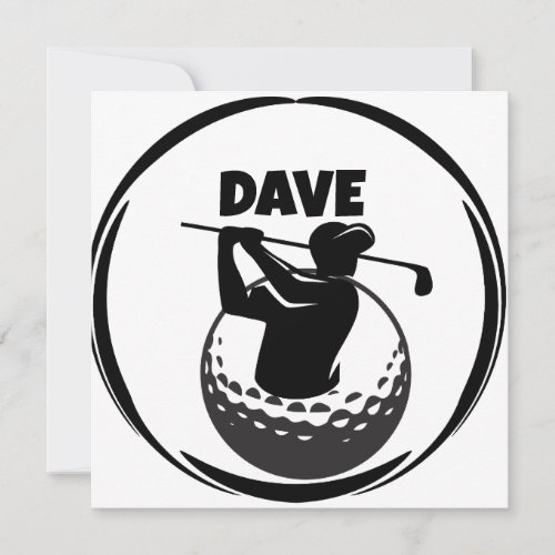 Man's Golf swing & Golf ball Note Card