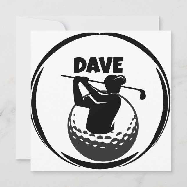 Man's Golf swing & Golf ball Note Card (Front)