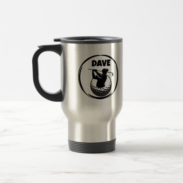 Man's Golf swing & Golf ball Travel Mug (Left)