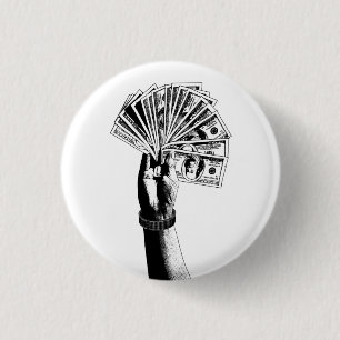 Mans hand Holding 100 dollar Bills cash money art Button
