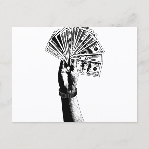 Mans hand Holding 100 dollar Bills money art Postcard