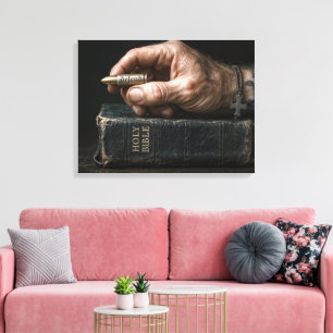 Man's Hand Holding a Bullet Canvas Print