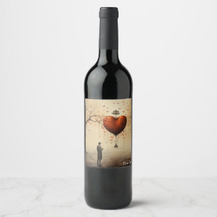 Man's Heart: Valentine Wine Label