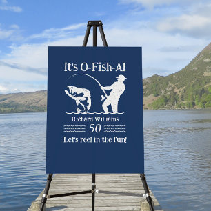 Man's It's O-fish-al Fisherman 50th Birthday Party Foam Board