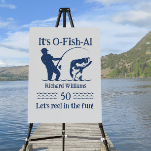 Man's It's Ofishal Fisherman 50th Birthday Party Foam Board