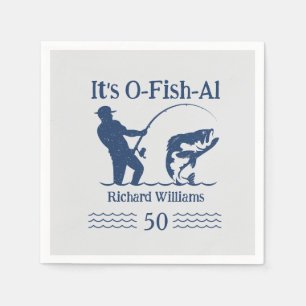 Man's It's Ofishal Fisherman 50th Birthday Party Napkins