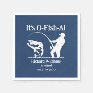 Man's It's Ofishal Fisherman Retirement Party Napkins