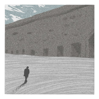 Man's Journey Through the Empty Streets Faux Canvas Print
