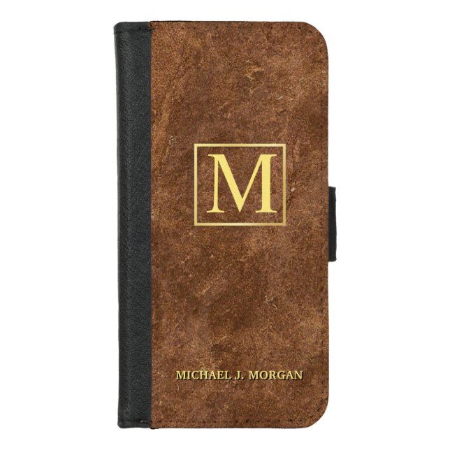 Man's Monogram Brown Faux Marble Executive Case (Front)