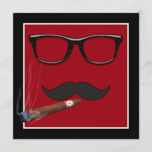 Mans Mustache Birthday Party Invitation