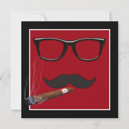 Mans Mustache Birthday Party Invitation