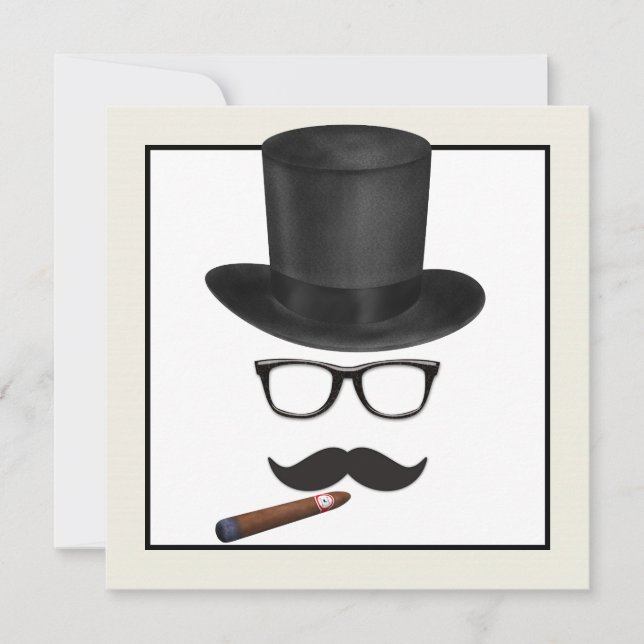 Mans Mustache Birthday Party Invitation (Front)