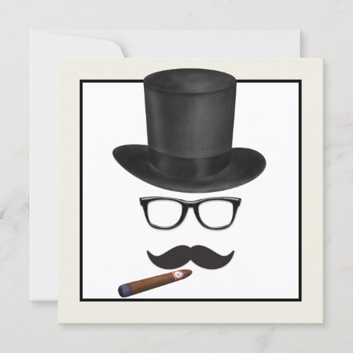 Mans Mustache Birthday Party Invitation