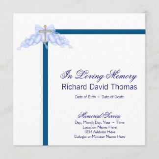 Mans Navy Blue Cross Mourning Card