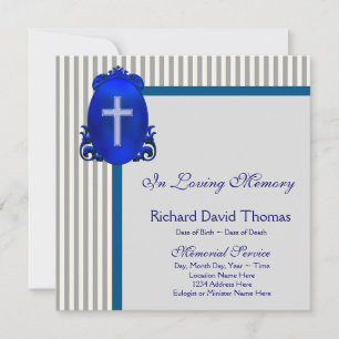 Mans Navy Blue Gray In Loving Memory Memorial Announcement