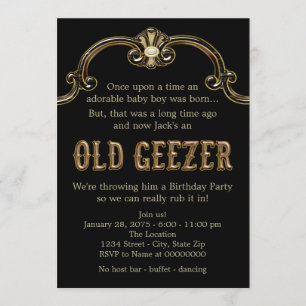 Mans Old Geezer Birthday Party Invitation