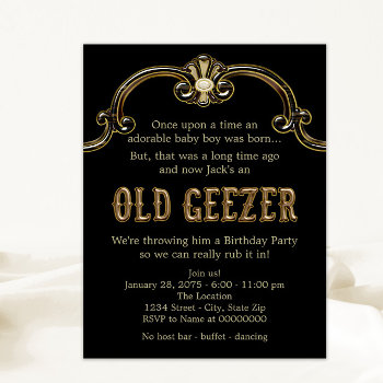 Mans Old Geezer Birthday Party Invitation by InvitationCentral at Zazzle