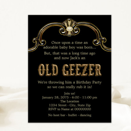 Mans Old Geezer Birthday Party Invitation