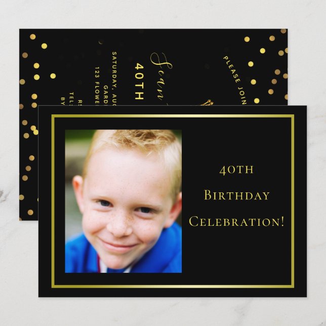 Man's Photo 40th Birthday Celebration Invitation (Front/Back)