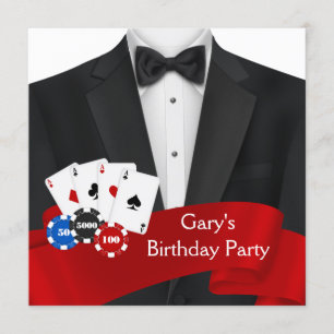 Mans Poker Birthday Party Invitation