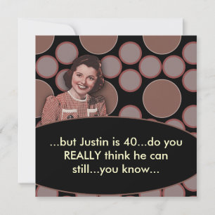 Mans Retro 40th Birthday Party Invitation