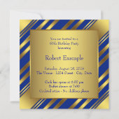 Mans Royal Blue and Gold 50th Birthday Party Invitation (Back)