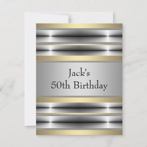 Mans Gold 50th Birthday Party Custom Invitations