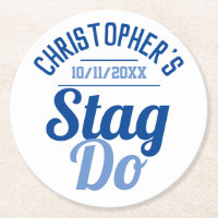 Man's Stag Do Round Paper Coaster
