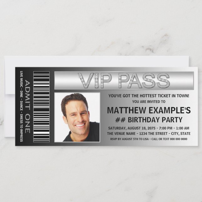 Mans Ticket Birthday Party Invitation (Front)