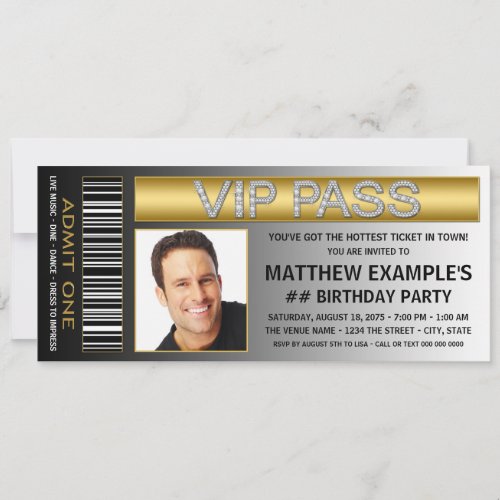 Mans Ticket Birthday Party Invitation