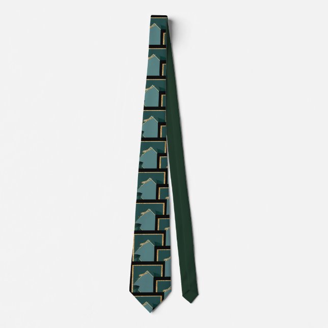 Man's Tie Emerald Green Gold Black Wedding (Front)