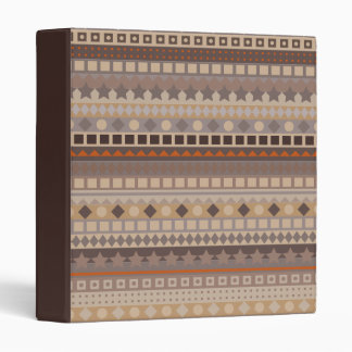Man's Tribal Aztec Stripes Brown and Beige Pattern 3 Ring Binder
