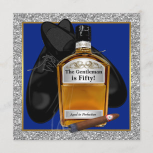 Mans Whiskey Aged To Perfection Birthday Party Invitation