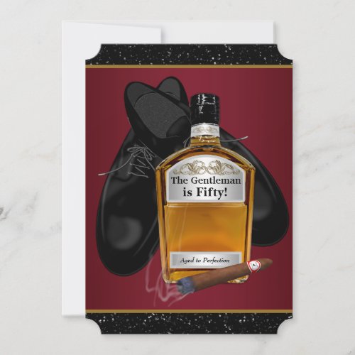 Mans Whiskey Aged To Perfection Birthday Party Invitation