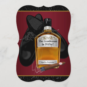 Mans Whiskey And Cigar Birthday Party Invitation