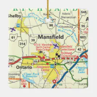 Mansfield Ohio USA Vintage Map Poster Mansfield Ohio USA Map Art