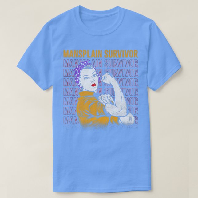 Mansplain Survivor Design For Feminists 3742  T-Shirt (Design Front)
