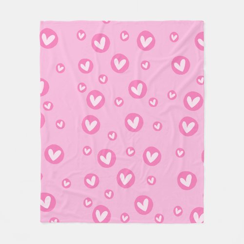 Manta com Padrões Fofos de Corações Rosa Fleece Blanket