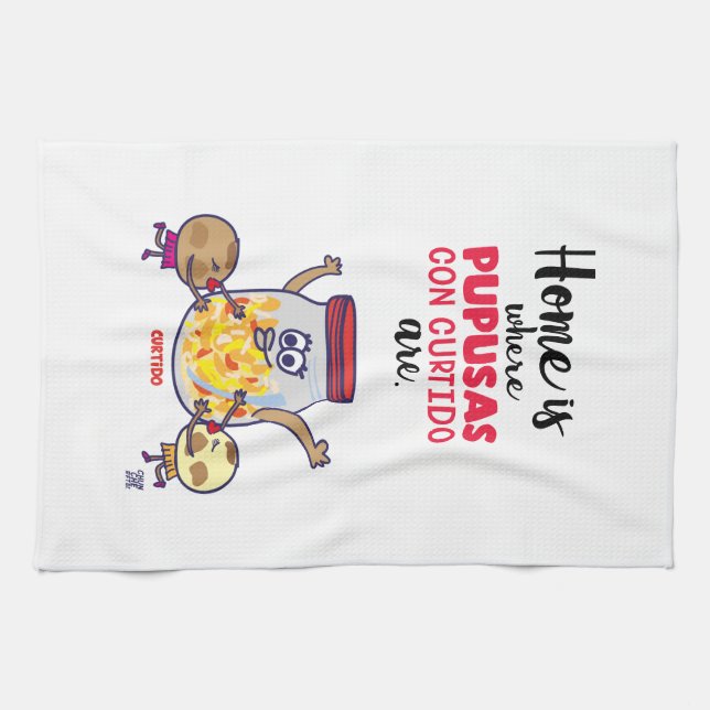 Manta de cocina El Salvador y Pupusas Kitchen Towel (Horizontal)